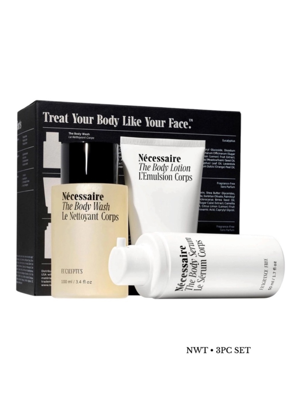 Nécessaire The Body Essentials Travel Set BNIB Body Wash Lotion Serum